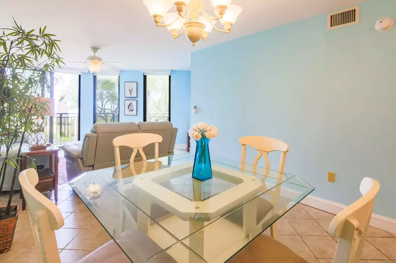 This light & airy condo features wonderful views through the large windows in the living room.