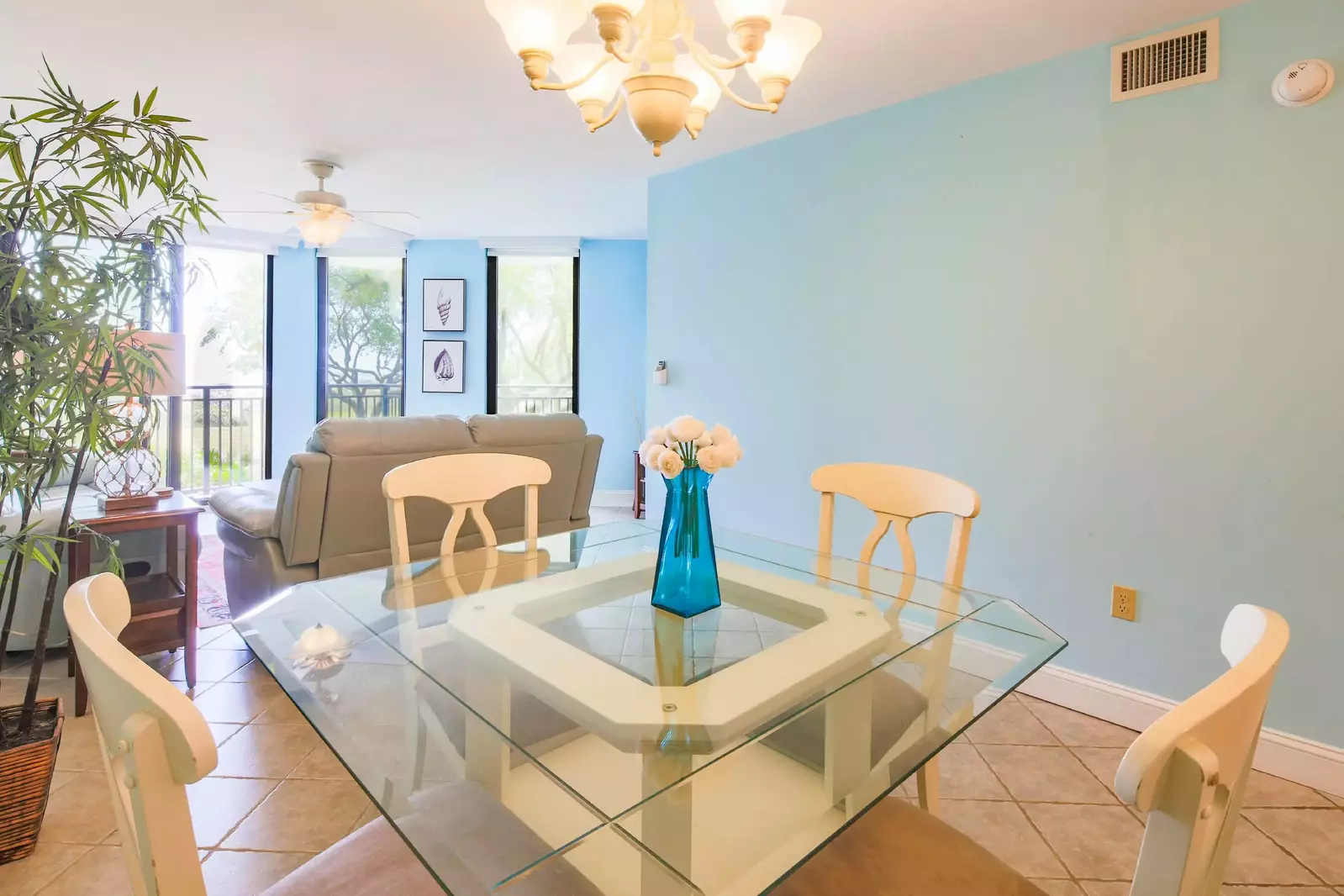 This light & airy condo features wonderful views through the large windows in the living room.