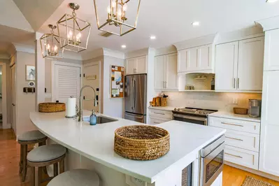 When you enter the front door of the villa, you will find the kitchen.