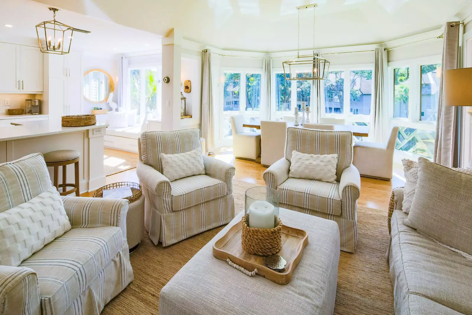 The living room flows into the dining area.