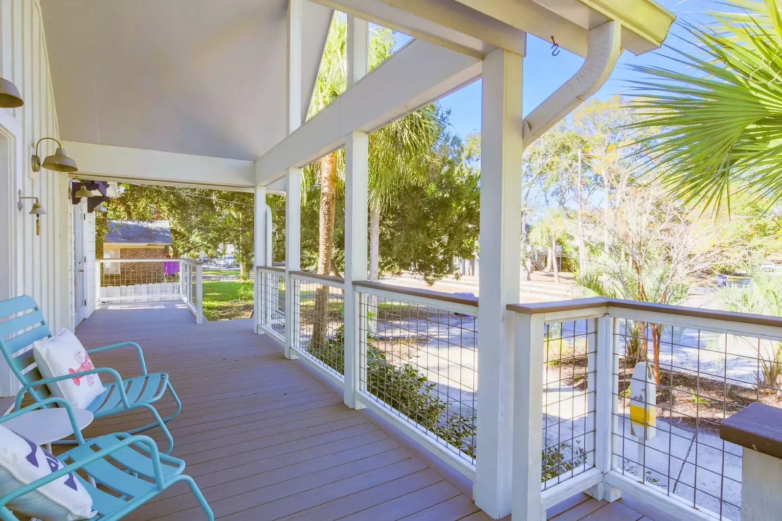 The front porch looks out onto Waterway Boulevard.