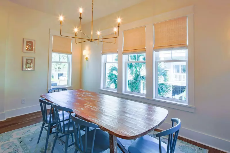 The home receives lovely natural light through its many windows.