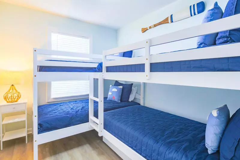 Your kids will LOVE the bunk room with four twin beds.
