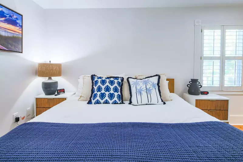 The second master suite is located on the backside of the house, overlooking the pool area.