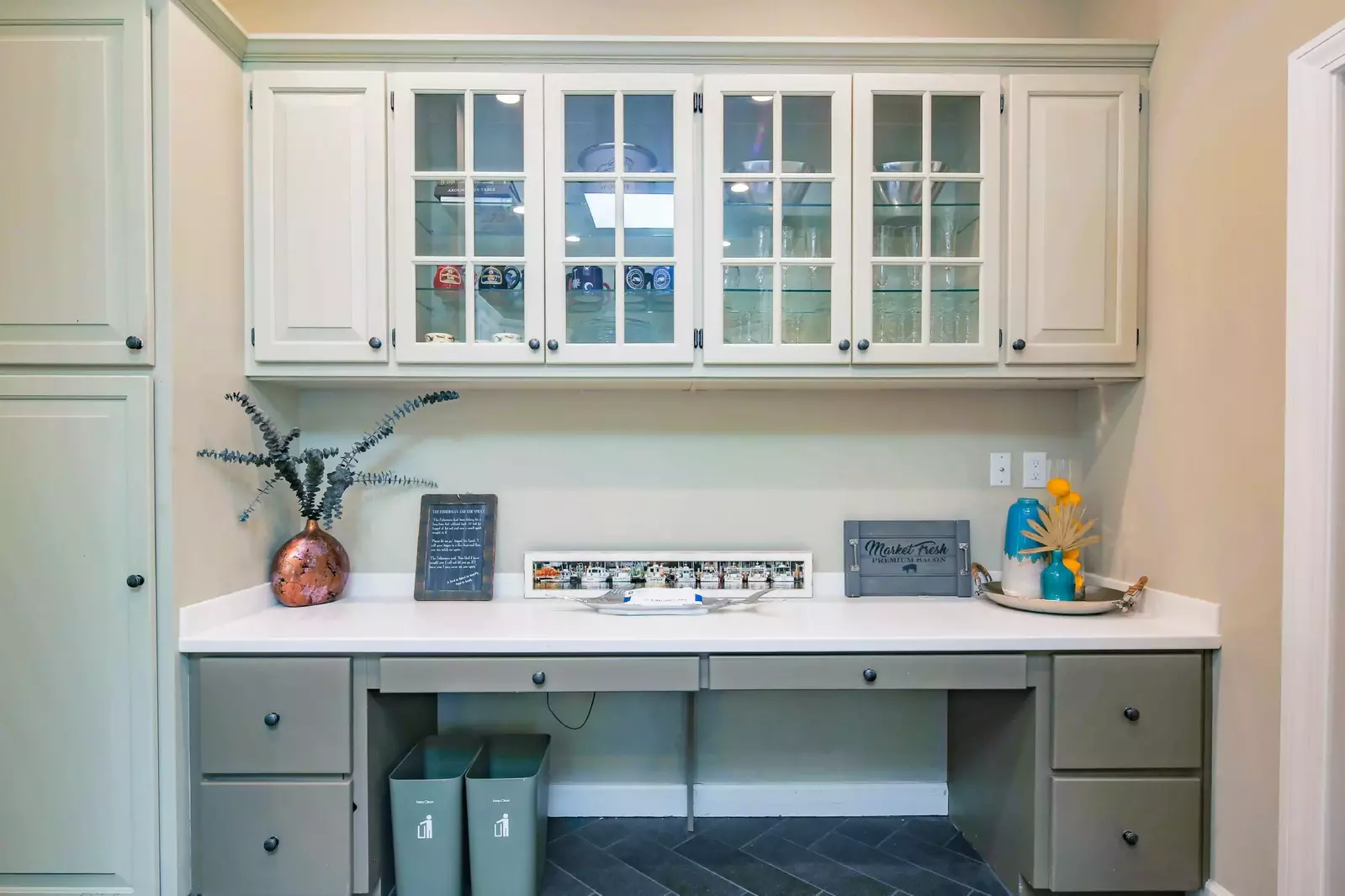 There is more cabinetry on this side of the kitchen.