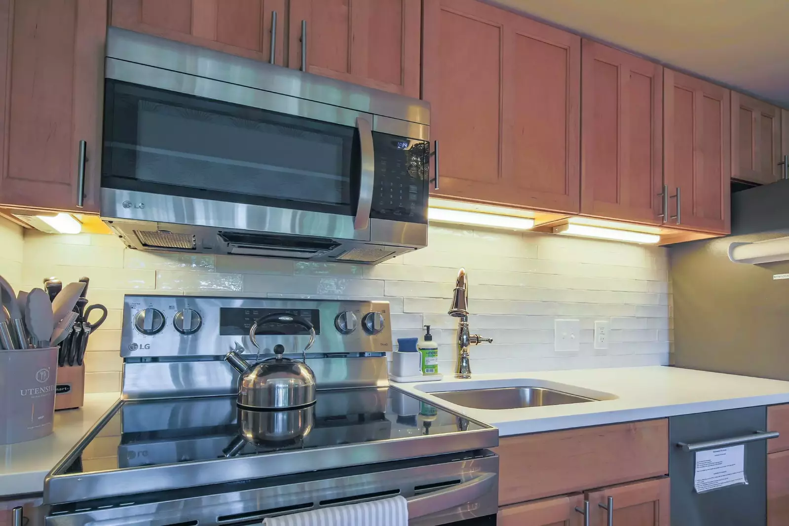 There's plenty of room to store your food & prepare your meals.