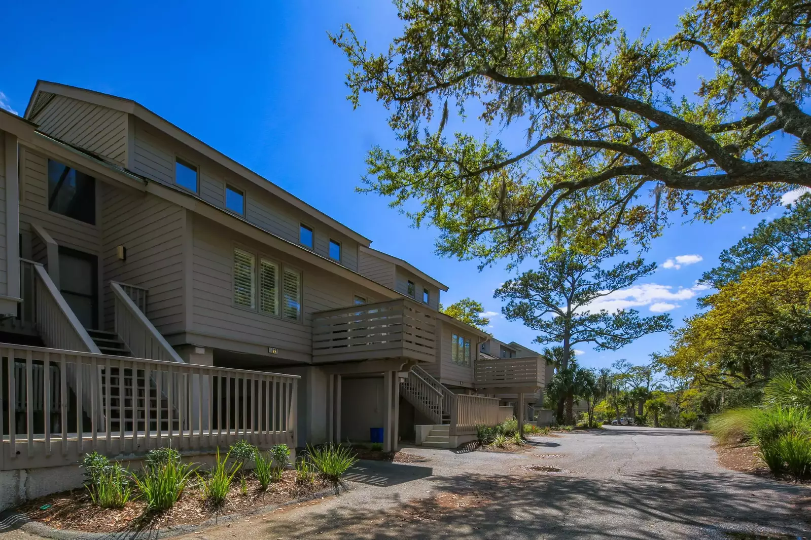 Take the exterior staircase from the carport area to the front door of Creek Watch.