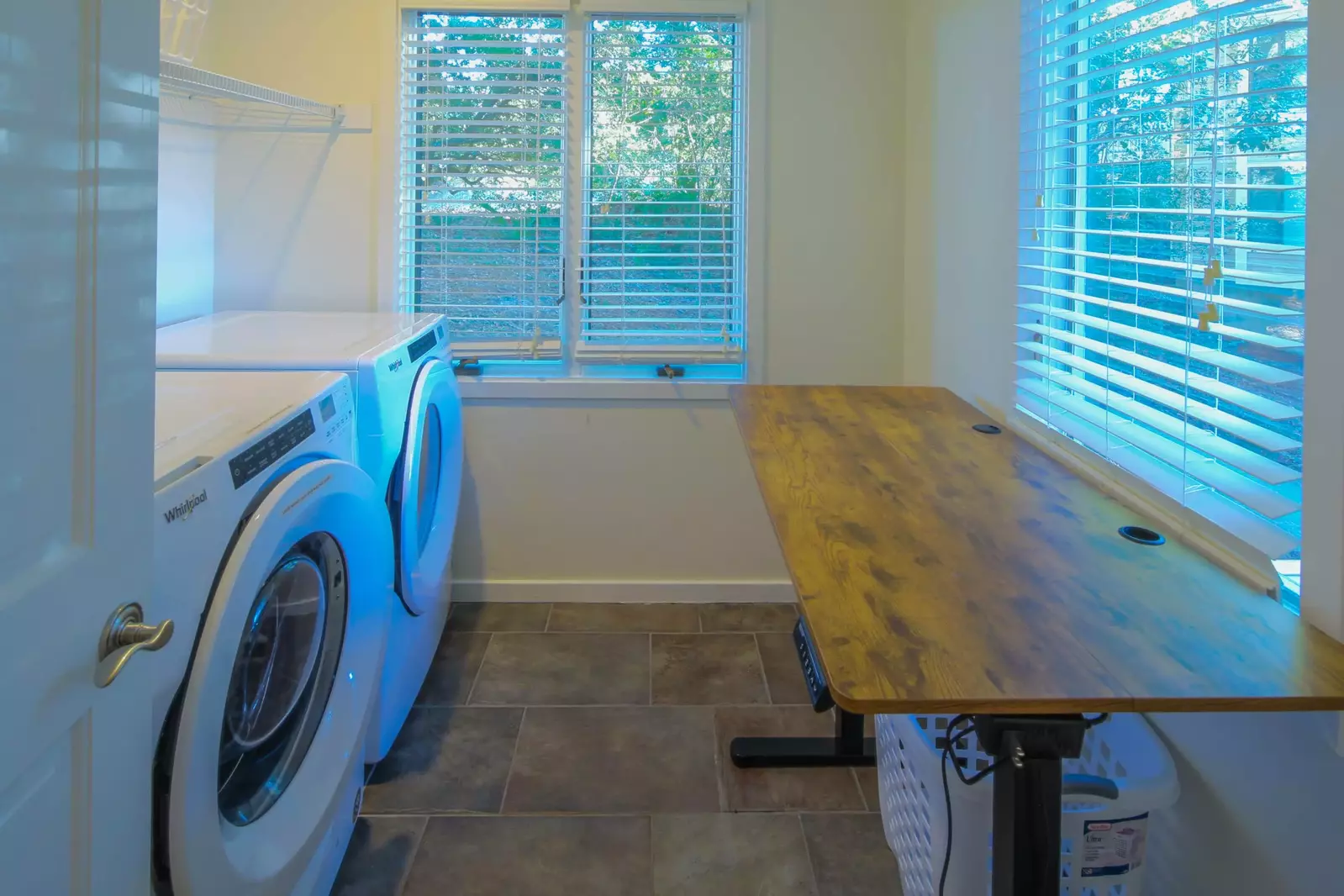 There is a full-sized washing machine and dryer in the home.