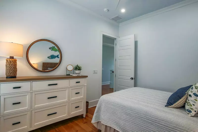 The gorgeous hardwood floors extend through nearly all of the home -- except for the tiled bathrooms.