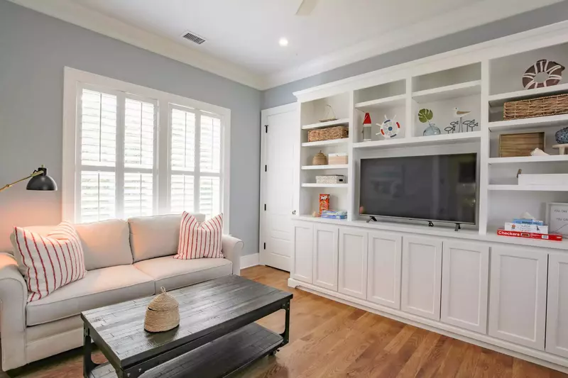 This family-friendly den is located on the home's upper level -- just outside the bunk bedroom.