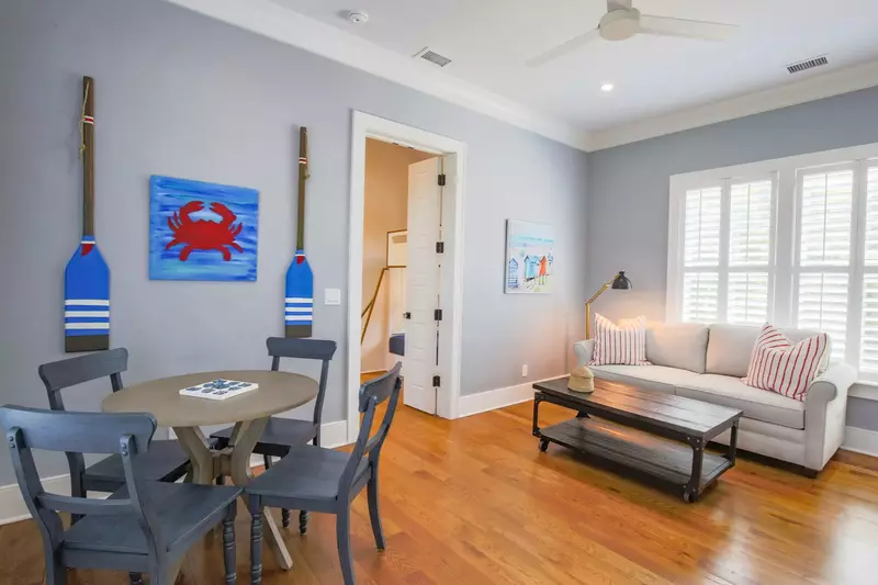 The den is equipped with a game table, board games and smart TV.