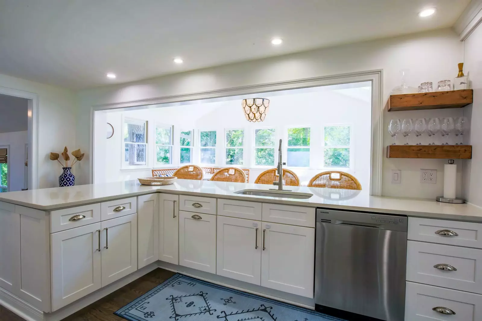 The kitchen also has a dishwasher, garbage disposal and wine refrigerator.