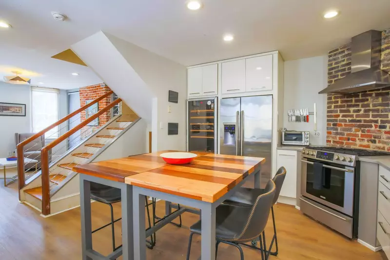 Gertie's Downtown is a two-story home with the kitchen & living room on the lower level.