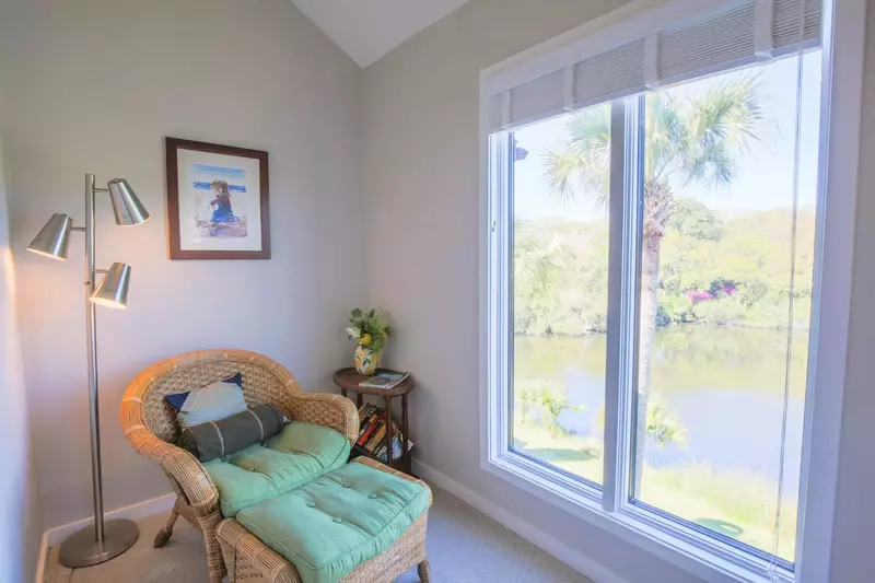 This chair in the master suite is the perfect spot to enjoy your morning coffee or a good book.