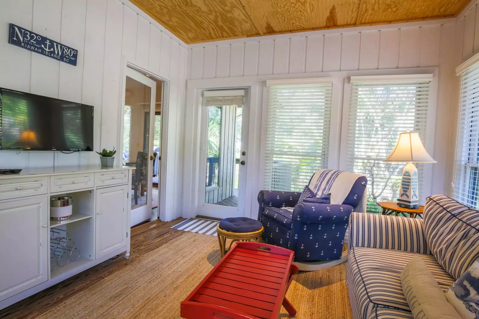 There is also a mounted cable TV in the sunroom.