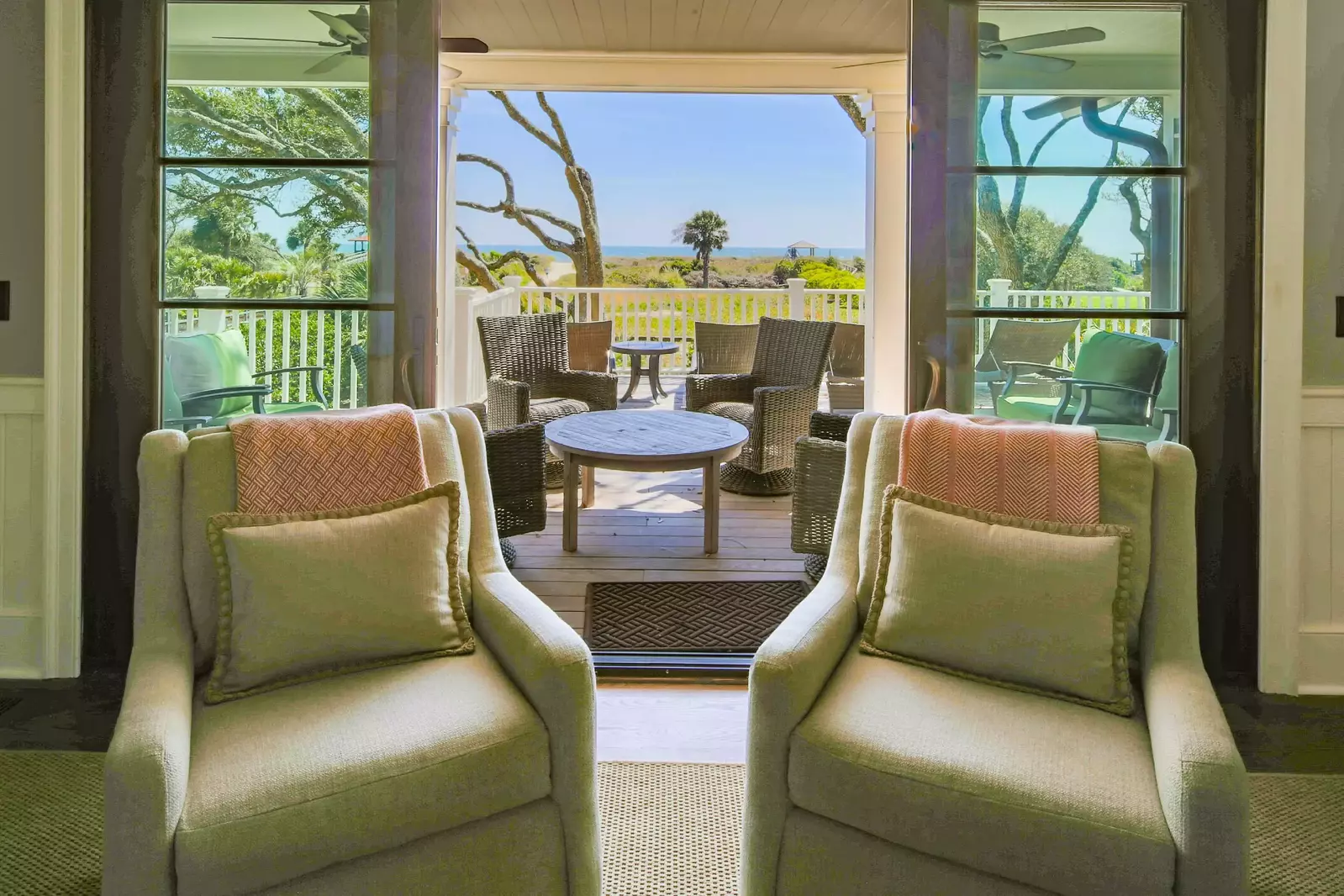 You may also access the back deck through the living room.