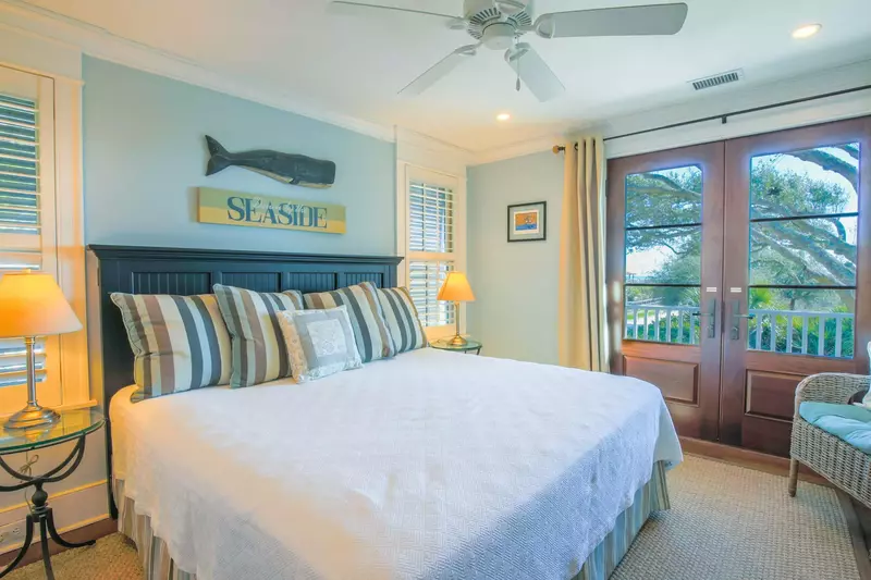 The home's second master suite enjoys ocean views and access to the back porch.