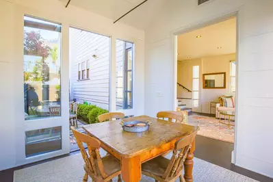 This elegant home also features a sun room that leads to a private, outdoor courtyard.