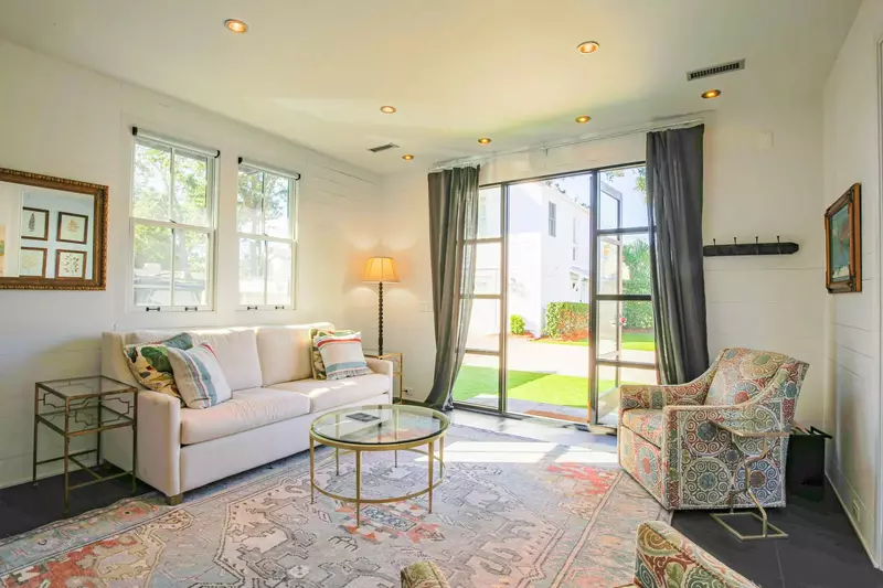 When you enter the home, you'll find this comfortable living room.
