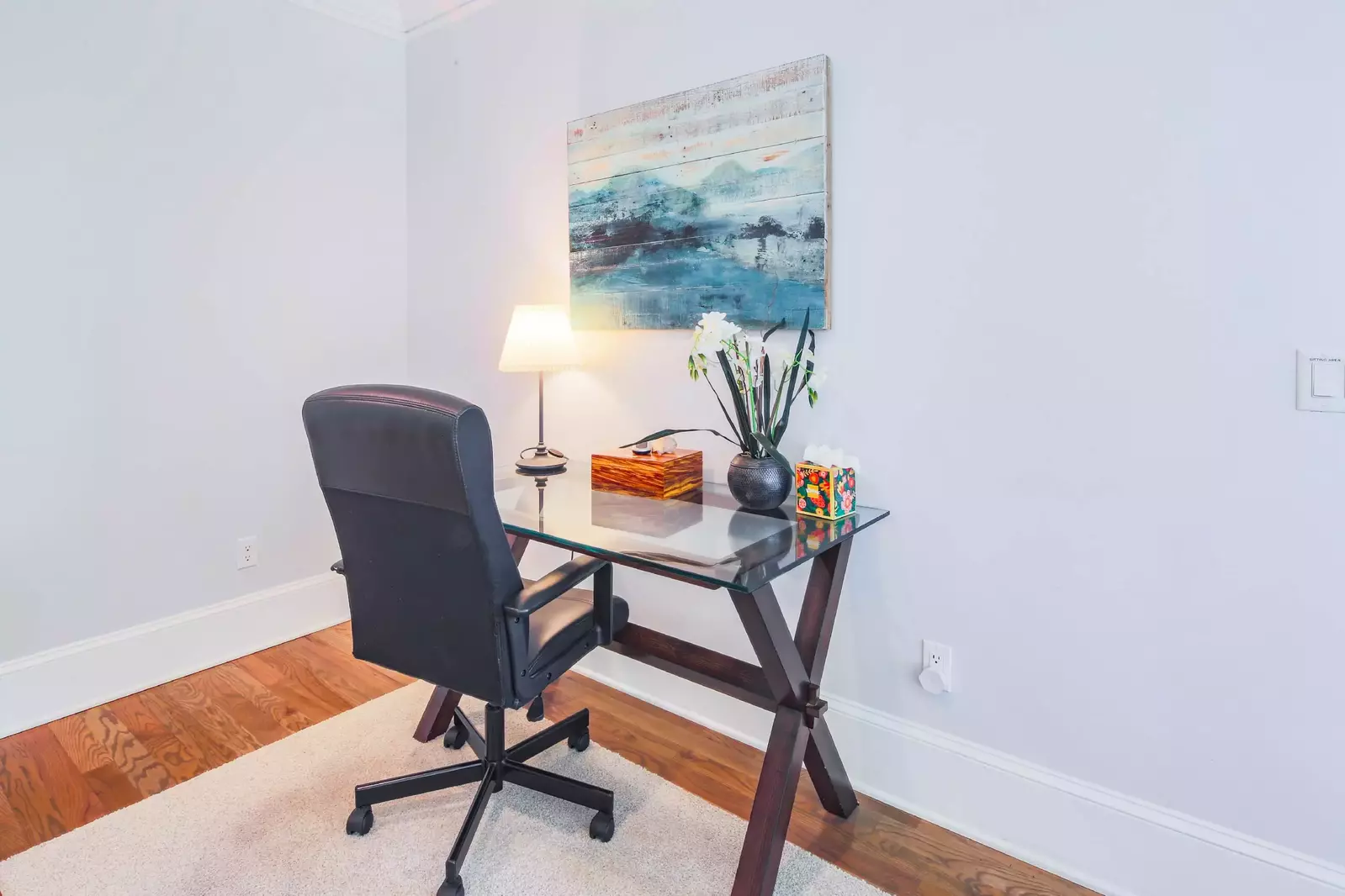 This desk is a quiet place to catch up on emails or get a little bit of work done.