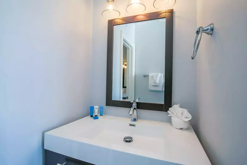 The Jack & Jill bathroom has a vanity.