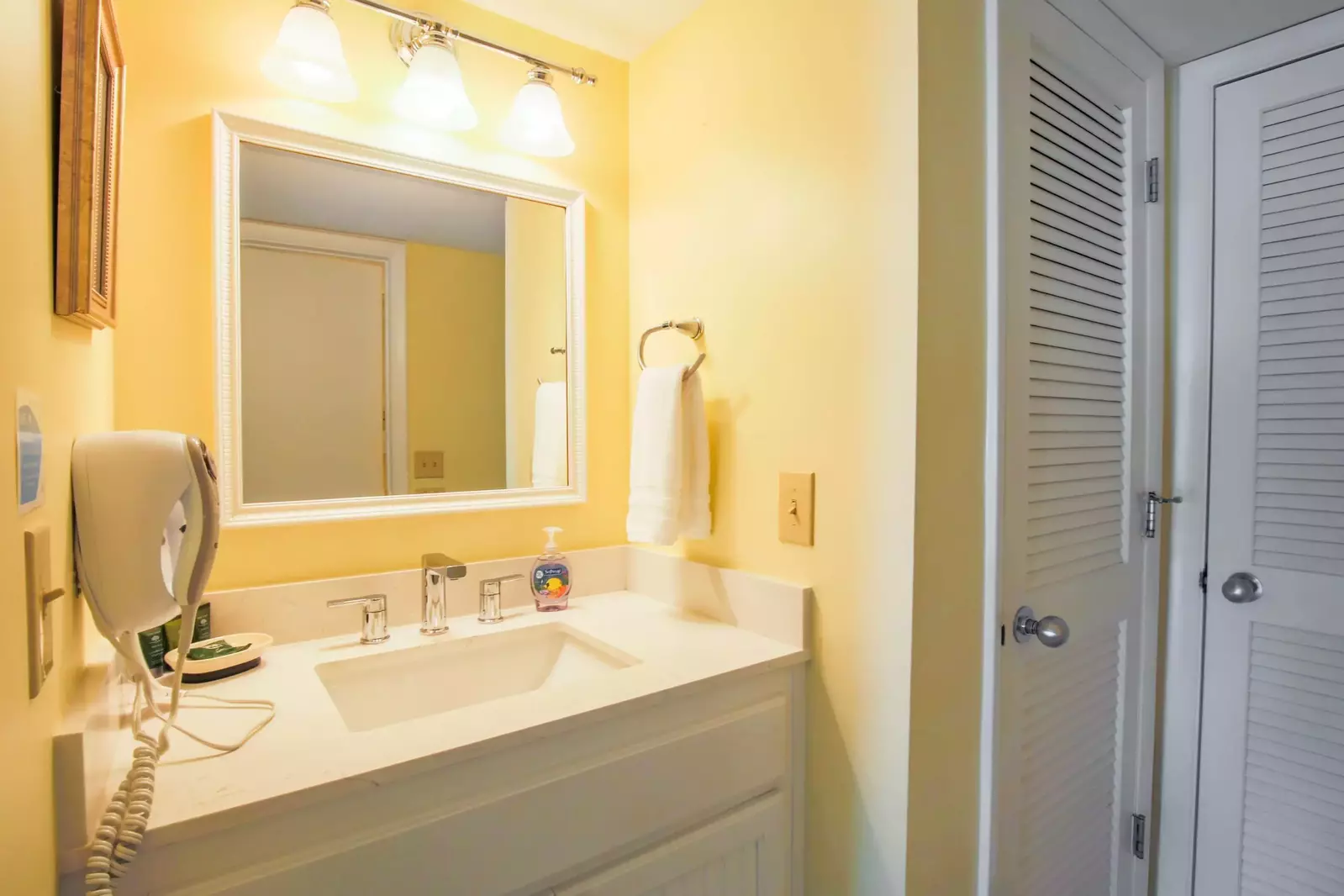There are two separate vanities within the guest suite.