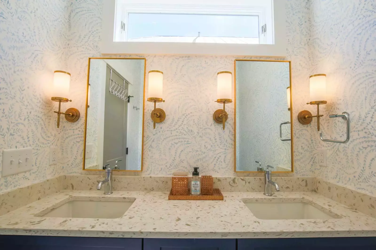 The second master suite features this bathroom with a double sink vanity.