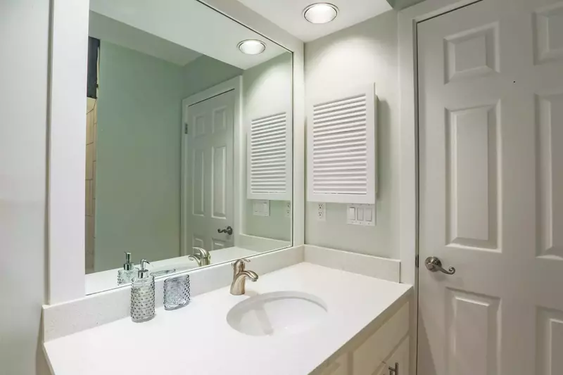 This Jack & Jill bathroom has a spacious vanity.