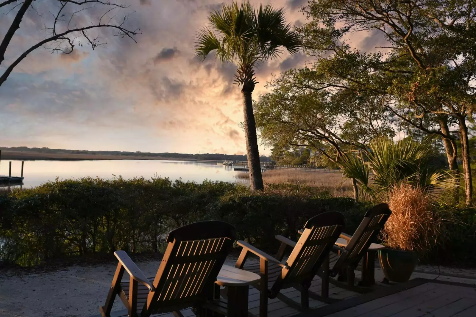 This seating area is located near the Inlet Cove community dock.