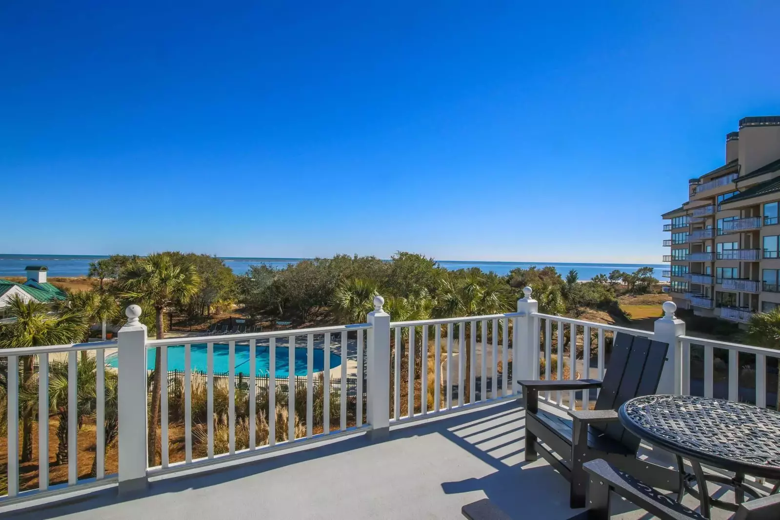 There are also two Adirondack chairs on the private balcony off of the master suite.