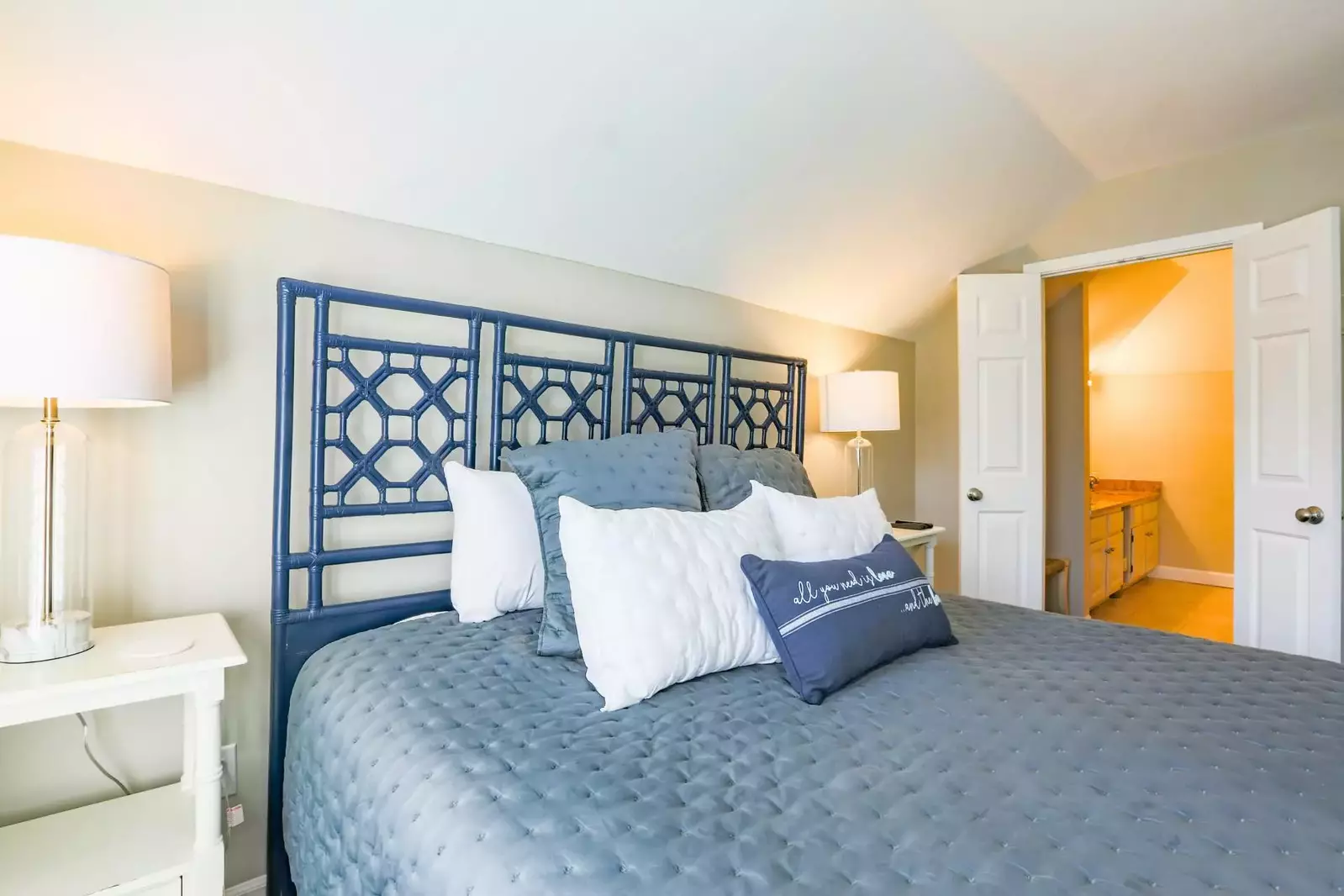 The en suite bathroom and closet area for the master suite are located just through these double doors.