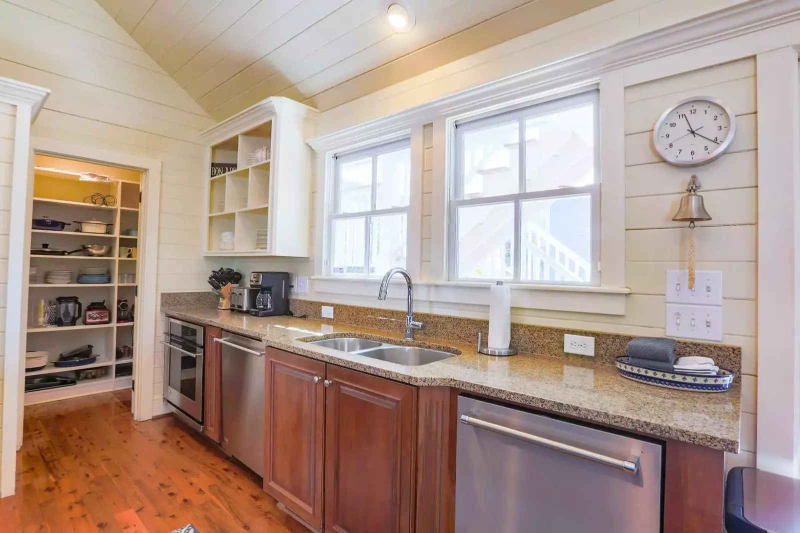 The kitchen has a pantry stocked with all of your kitchen essentials.