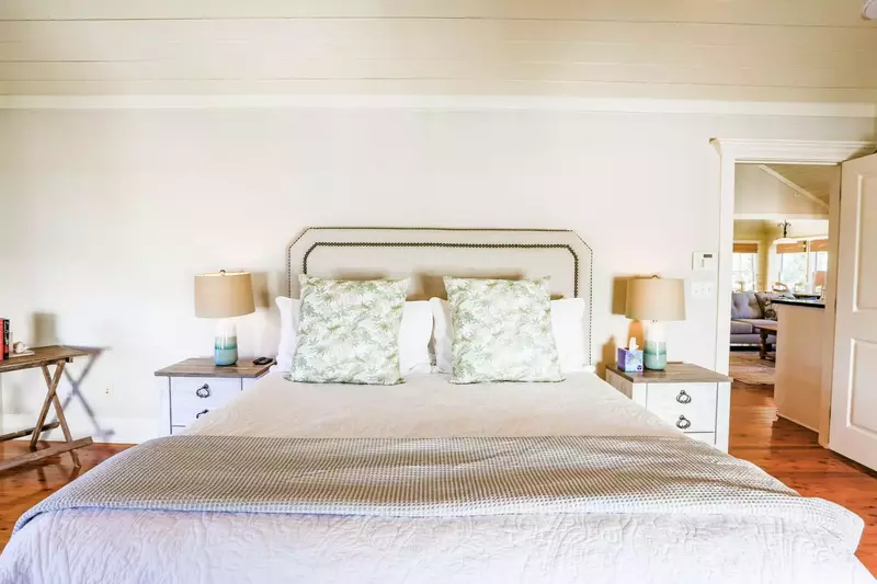 The master bedroom is the only bedroom on the top floor of the home.