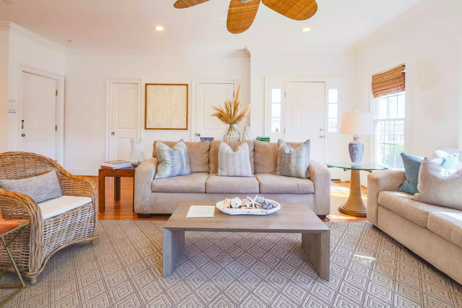 When you walk into the front door, you'll find the home's spacious & comfortable living room.
