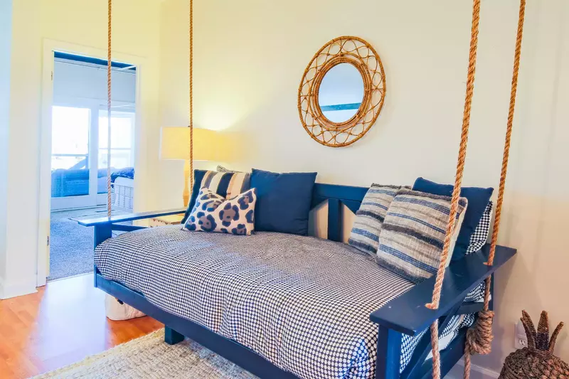 This swing bed is located just outside the master suite.