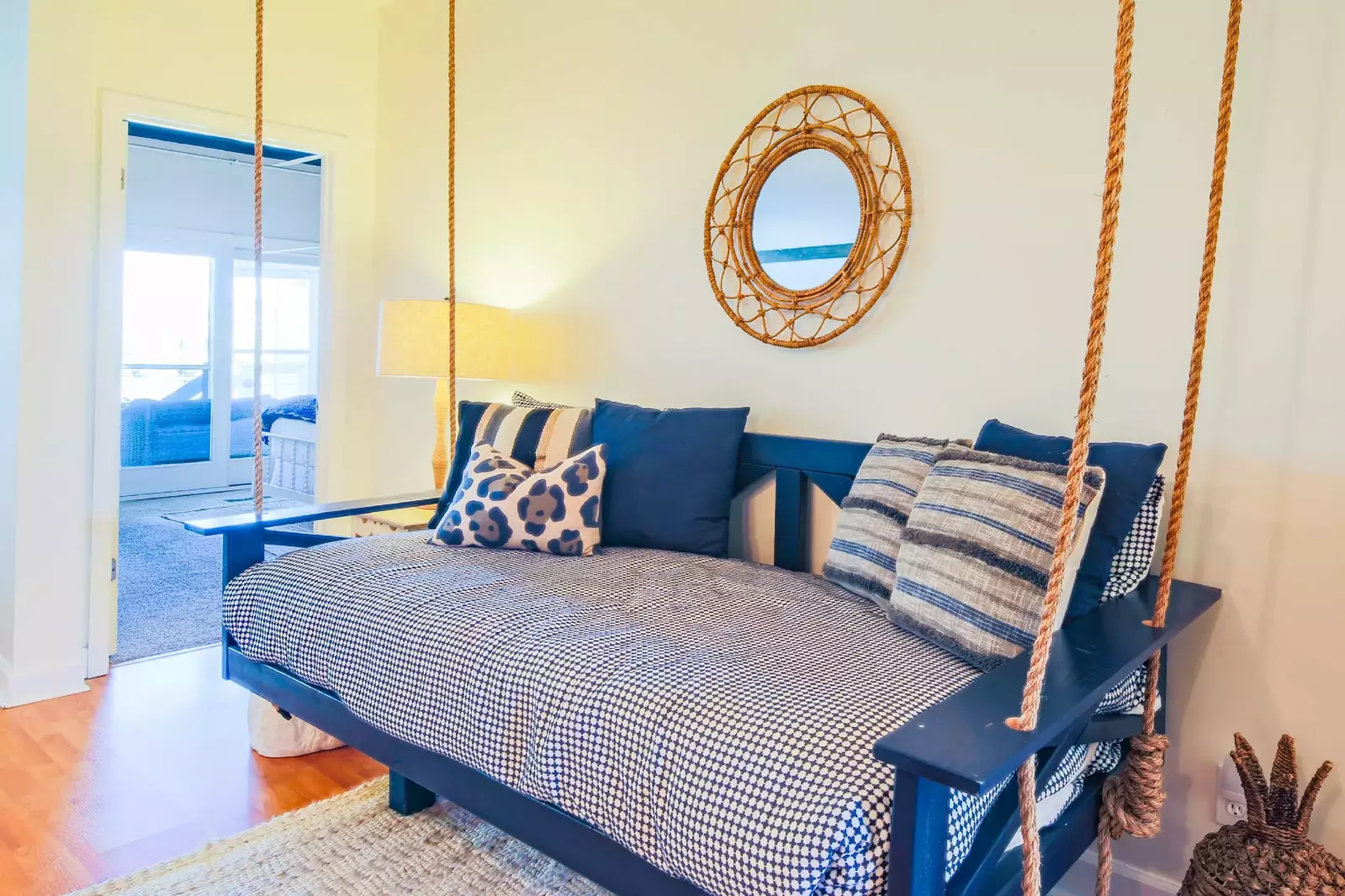 This swing bed is located just outside the master suite.