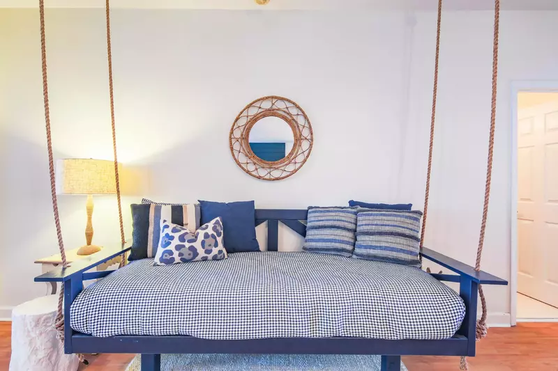 This comfy day bed can be converted into a twin bed at night.