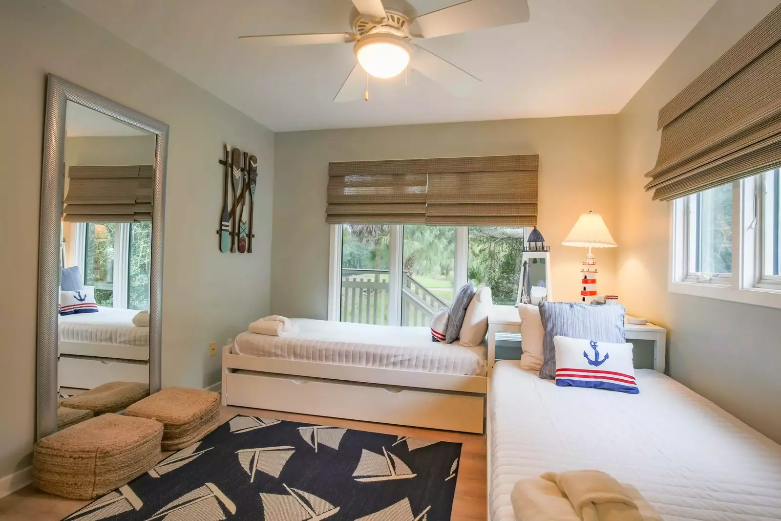 Your kids will love the nautical theme in this sunny guest bedroom.