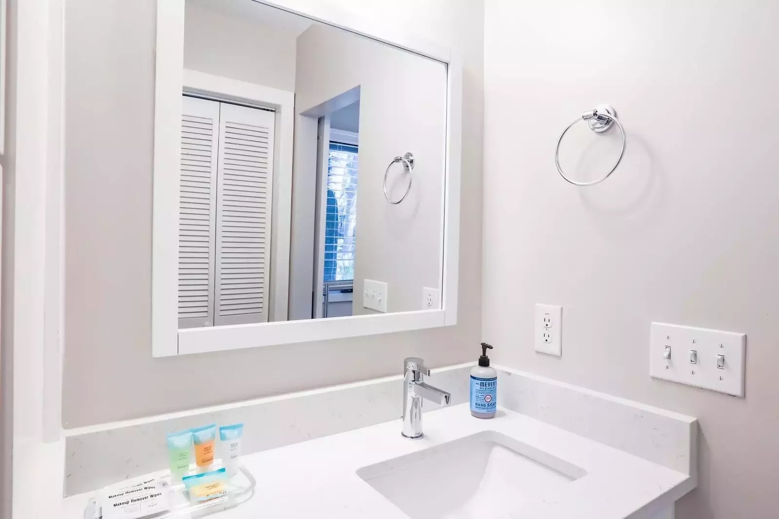 There's plenty of room to store your toiletries in this new en suite bathroom.