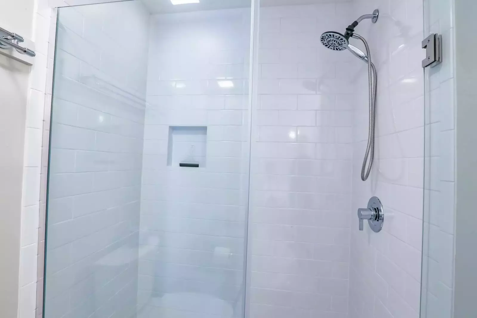 This new bathroom is clean, white & bright.