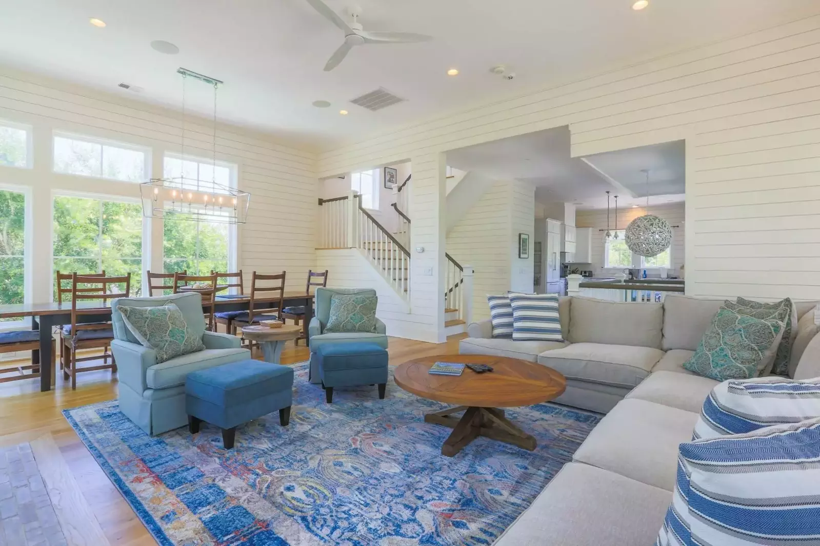 Sun, Sea and Stars has a reverse floor design, with its kitchen & living room on the second floor.
