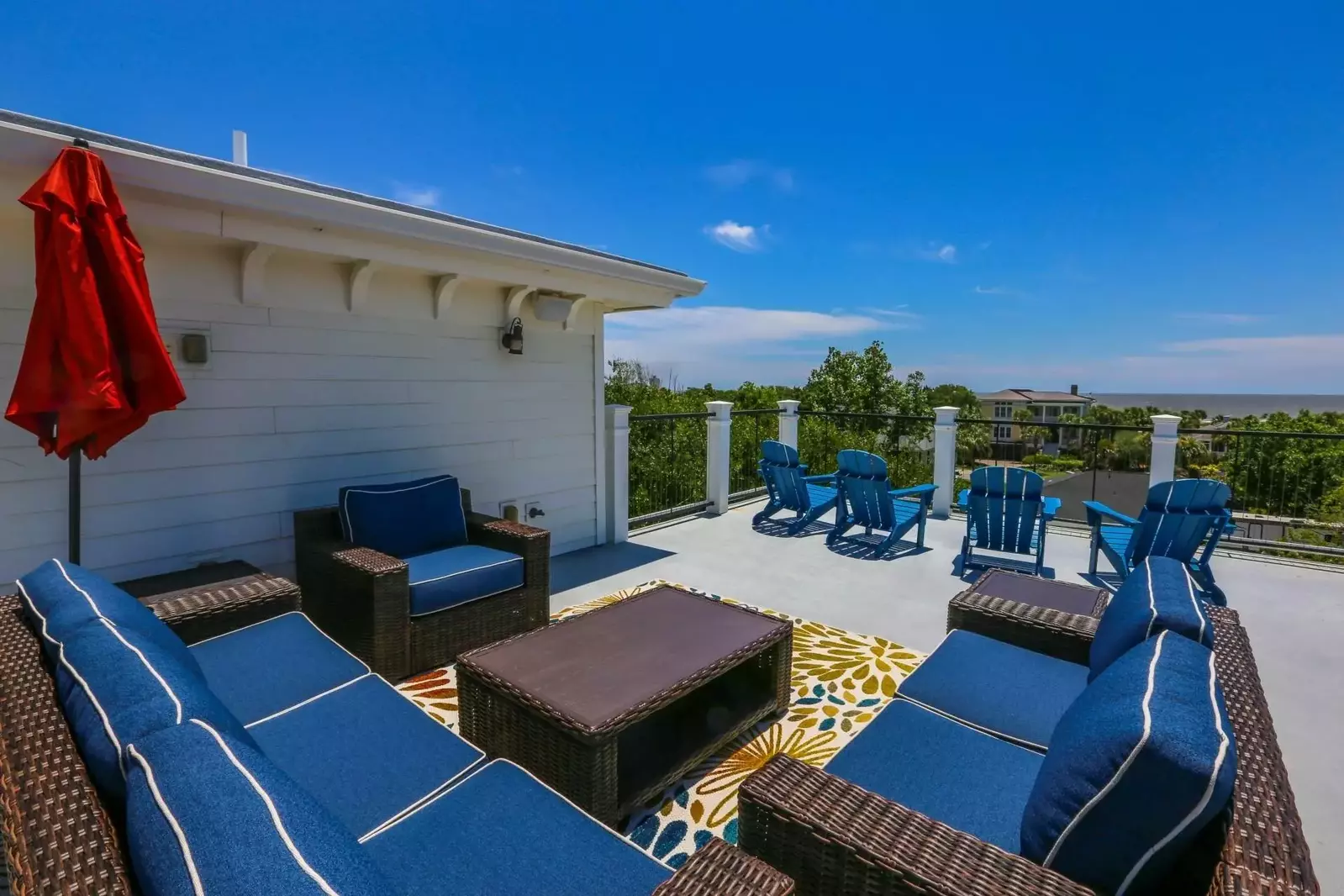 The rooftop deck on the third floor of the home is the perfect spot to start or end your day.