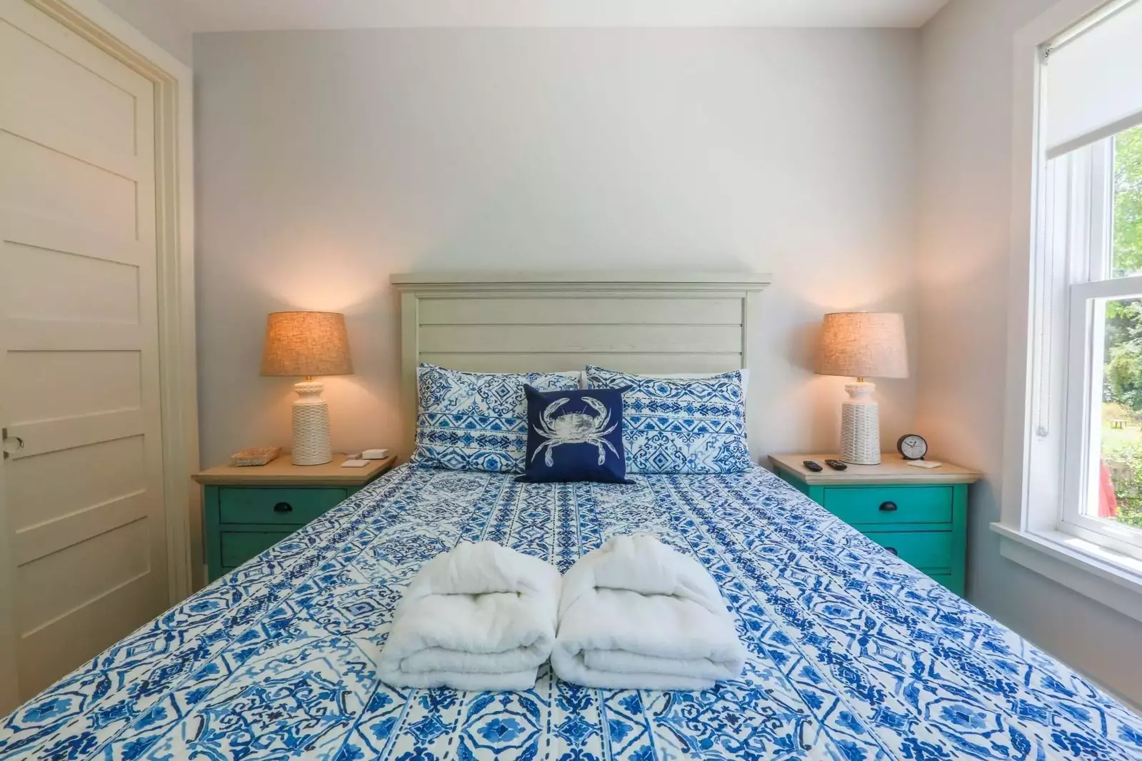 This guest bedroom is located on the ground floor of the home.