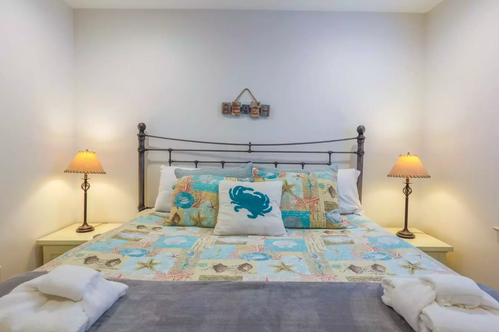 The master bedroom is on the lower level of the home.