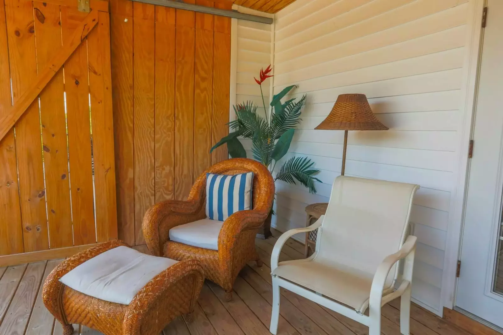 When you walk out onto the second floor covered porch, you'll find this seating area.
