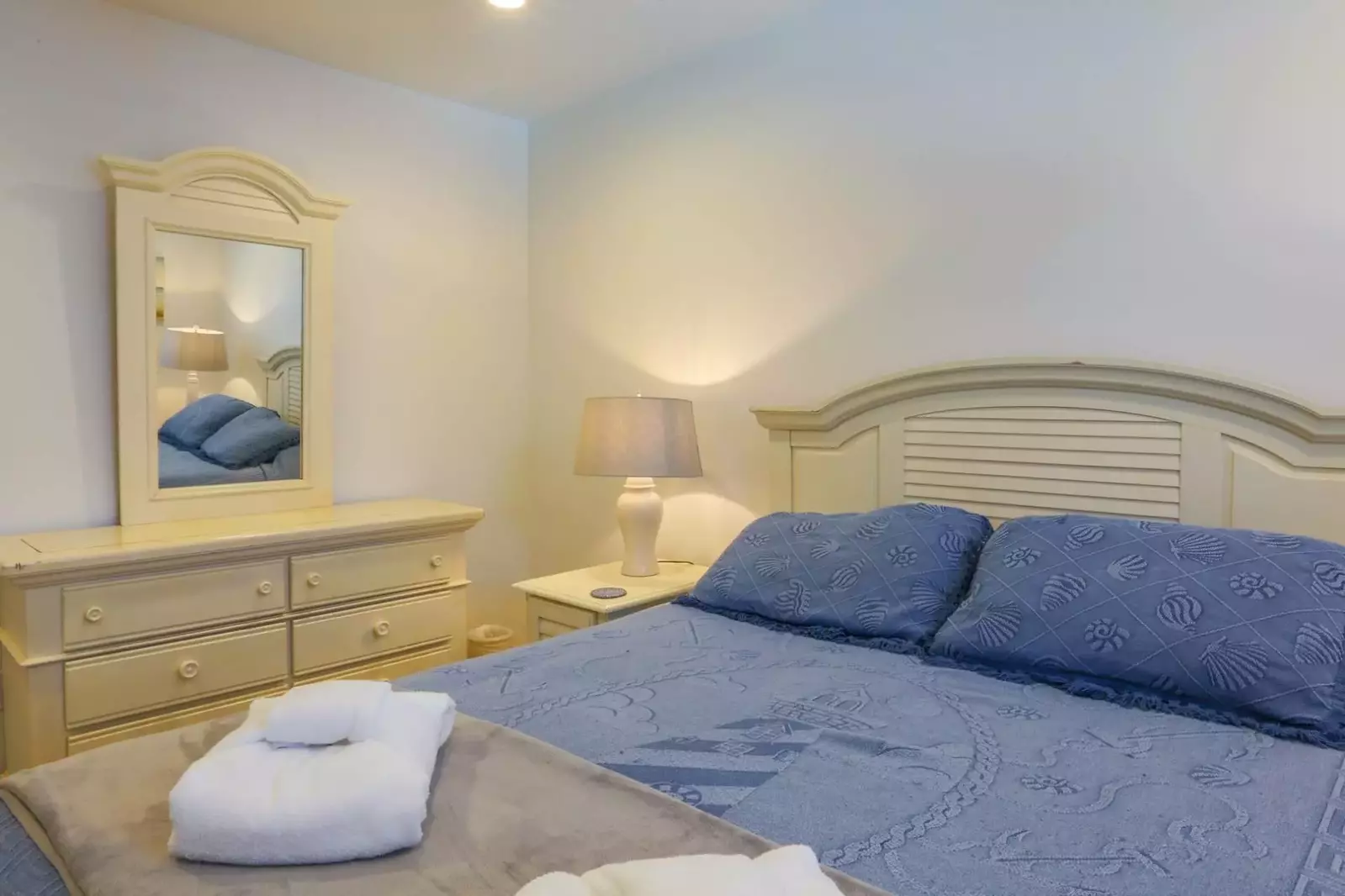 This second floor bedroom also has a dresser.