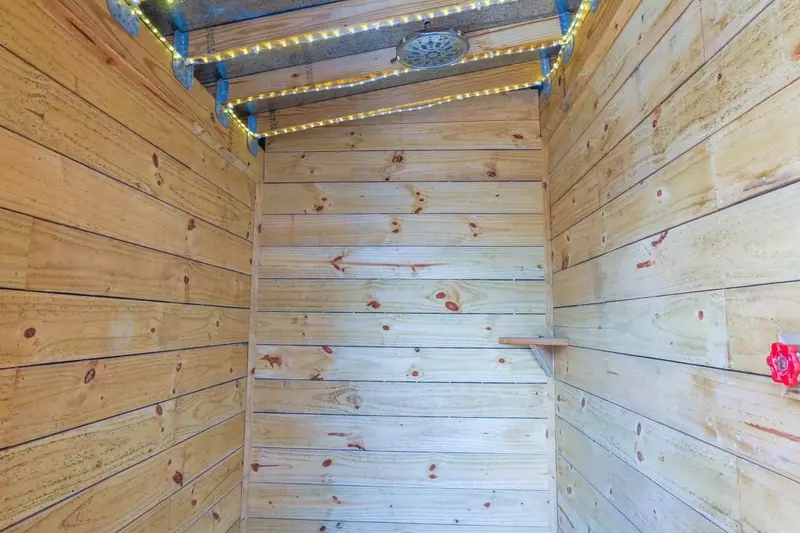We also have an outdoor shower, which is perfect for rinsing off the sand after a trip to the beach!