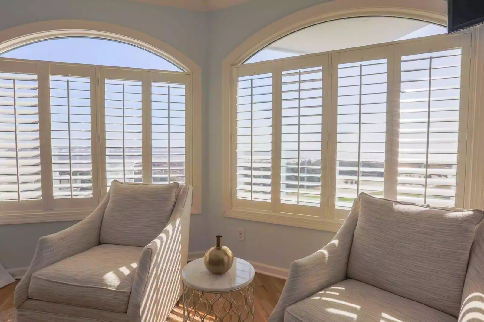 The master bedroom also has stunning views of the ocean.