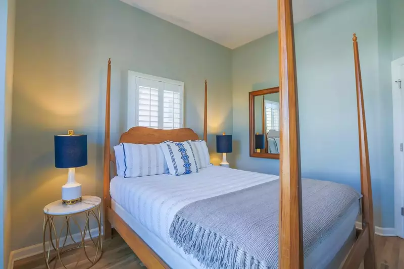 All of the bedrooms and common areas of the home feature hardwood floors.