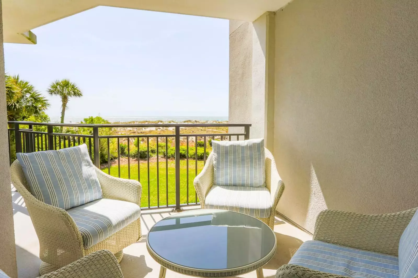 You'll enjoy stunning views of the ocean, sand dunes and Shipwatch gardens from the covered balcony.